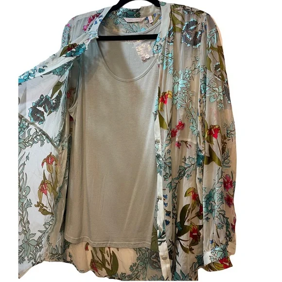 Soft Surroundings Becca Shirt & Cami - Burnout Velvet top - Picture 5 of 8